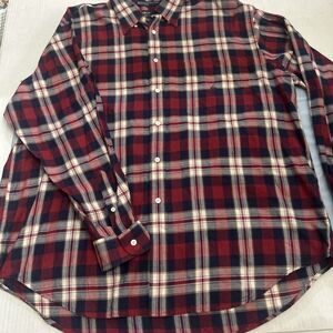 Nautica Shirt Mens Navy Red Blue Plaid Button Down Sz XL TG